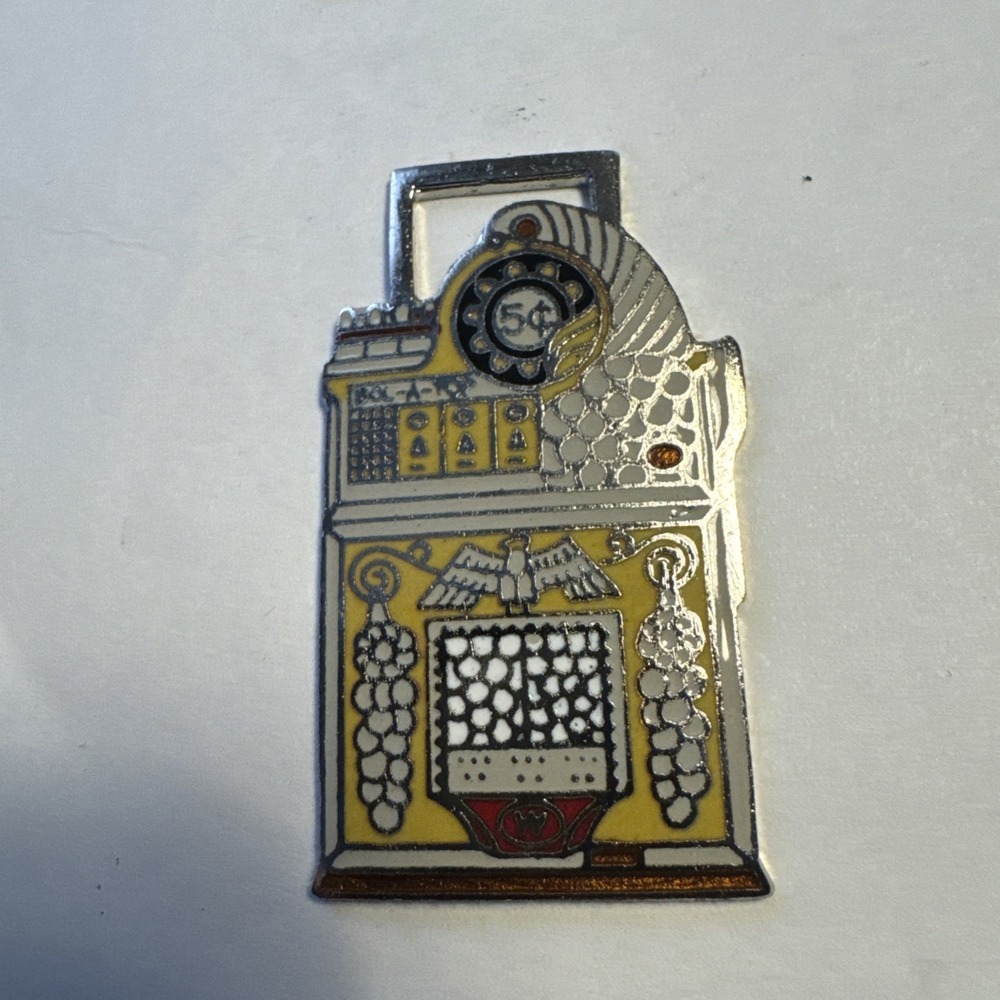 Vintage Gambling Poker Machine Watch Fob Key Chain Charm Pendant